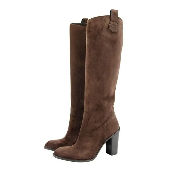 Gucci Brown Leather Suede Tall Knee Boots - Picture 4 of 8